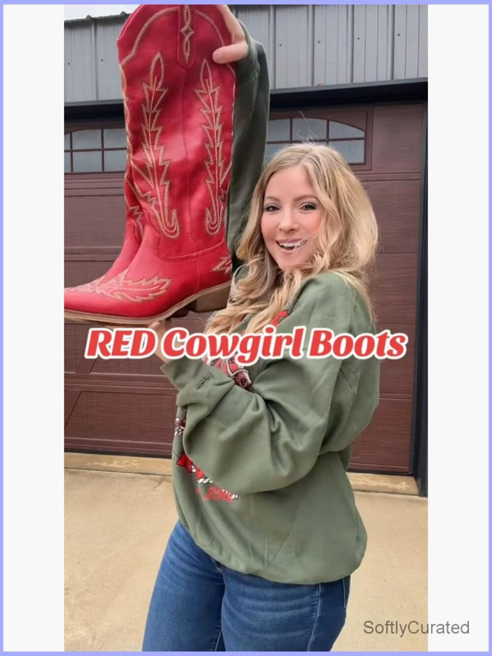 Vintage Knee High Cowgirl Boots with Chunky Heel, Pointed Toe, Side Zipper - Picture 6 of 7